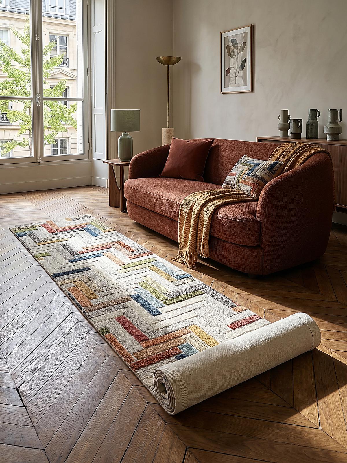 WOLLTEPPICH ESK, geometrisch, Florhöhe 10 mm, Bunt, 60 x 230 cm - Multicolor, Textil (230/60cm) - KADIMA DESIGN