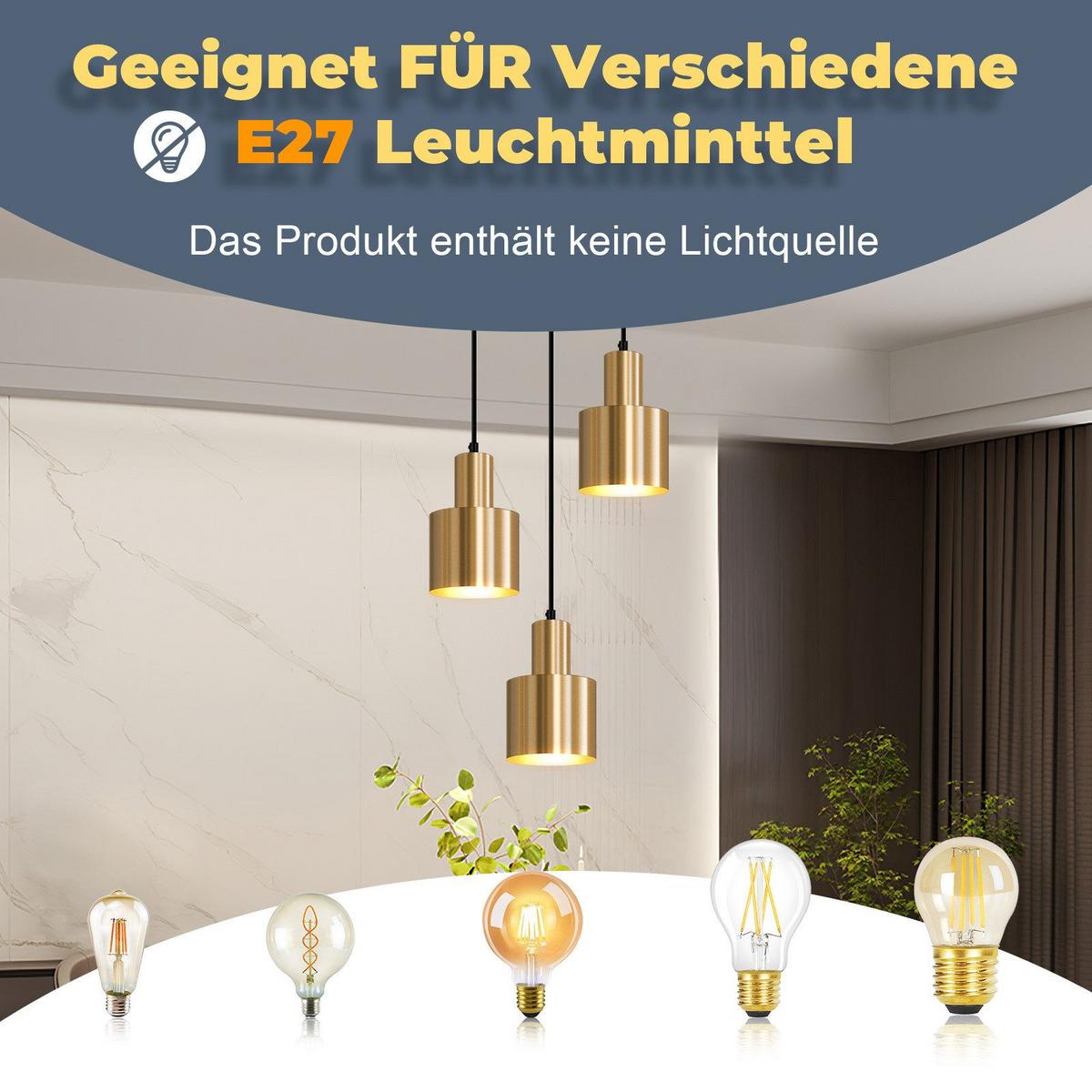 HÄNGELEUCHTE Jettq 12/25/143 cm - Akaziefarben, Metall (12/25/143cm) - ZMH