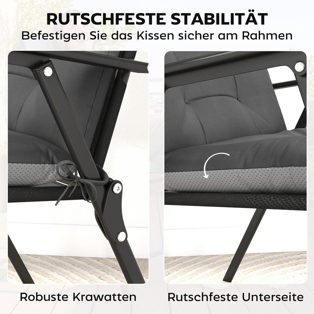 SITZKISSEN 4ER-SET aus Polyester Dunkelgrau - Dunkelgrau, Textil (111.5/53/8cm) - Outsunny