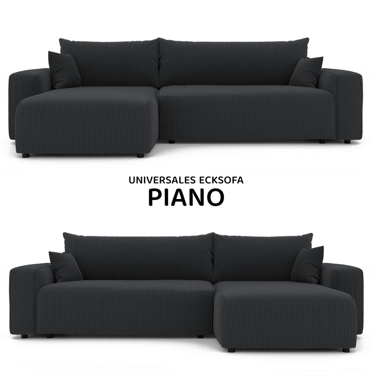 ECKSOFA mit Schlaffunktion und Bettkasten, Grau - Grau, Holzwerkstoff/Textil (145/278cm) - Idohome