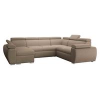 WOHNLANDSCHAFT Boston U, Seite: Links - LC+2P+R+2R - Chromfarben/Beige, Holz/Textil (325/98/260cm) - MIRJAN24