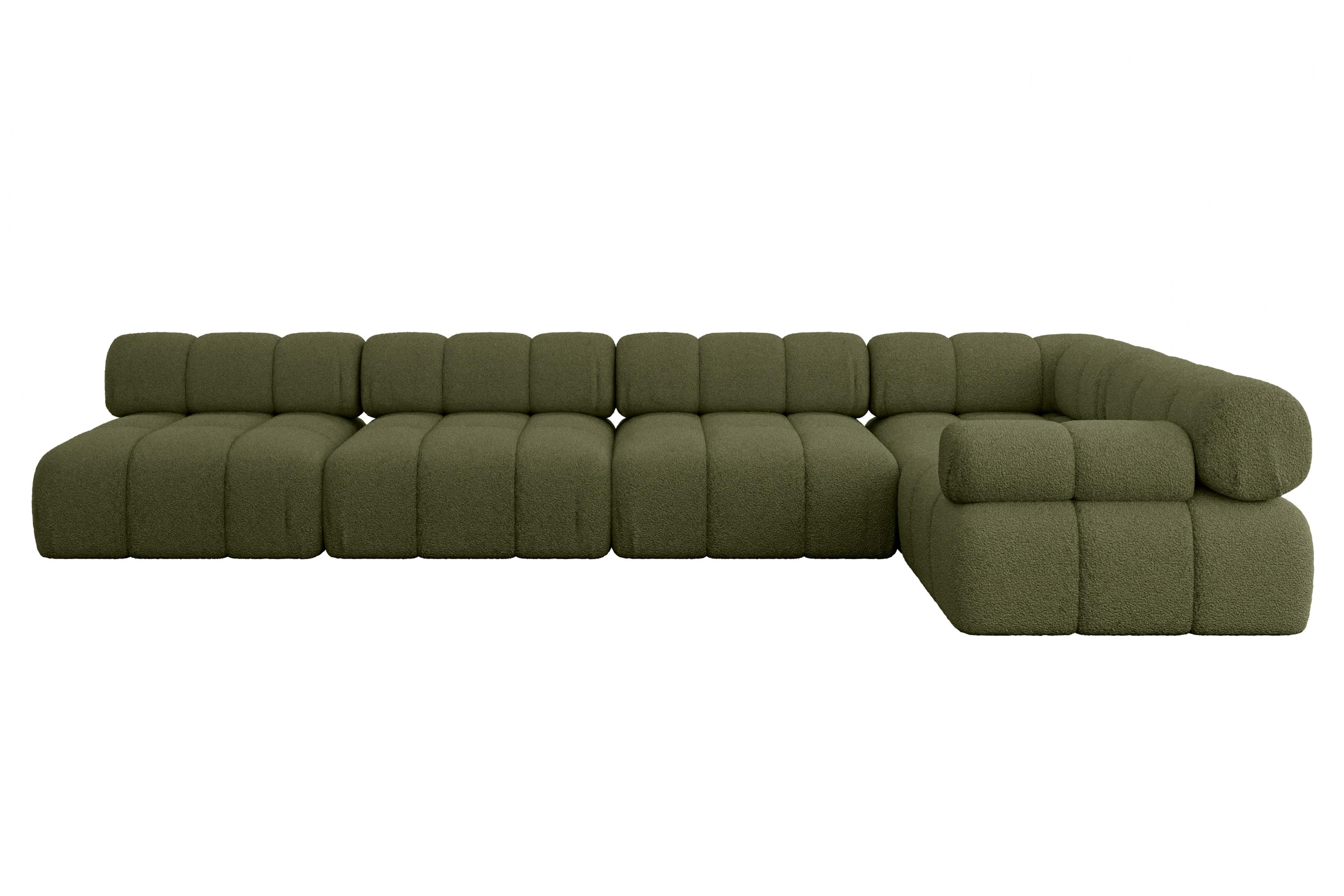 ECKSOFA modulares Sofa Mende-L3 - 380x190x70 cm Grün Bouclé - Grün, Holzwerkstoff/Textil (380/190cm) - ALTDECOR