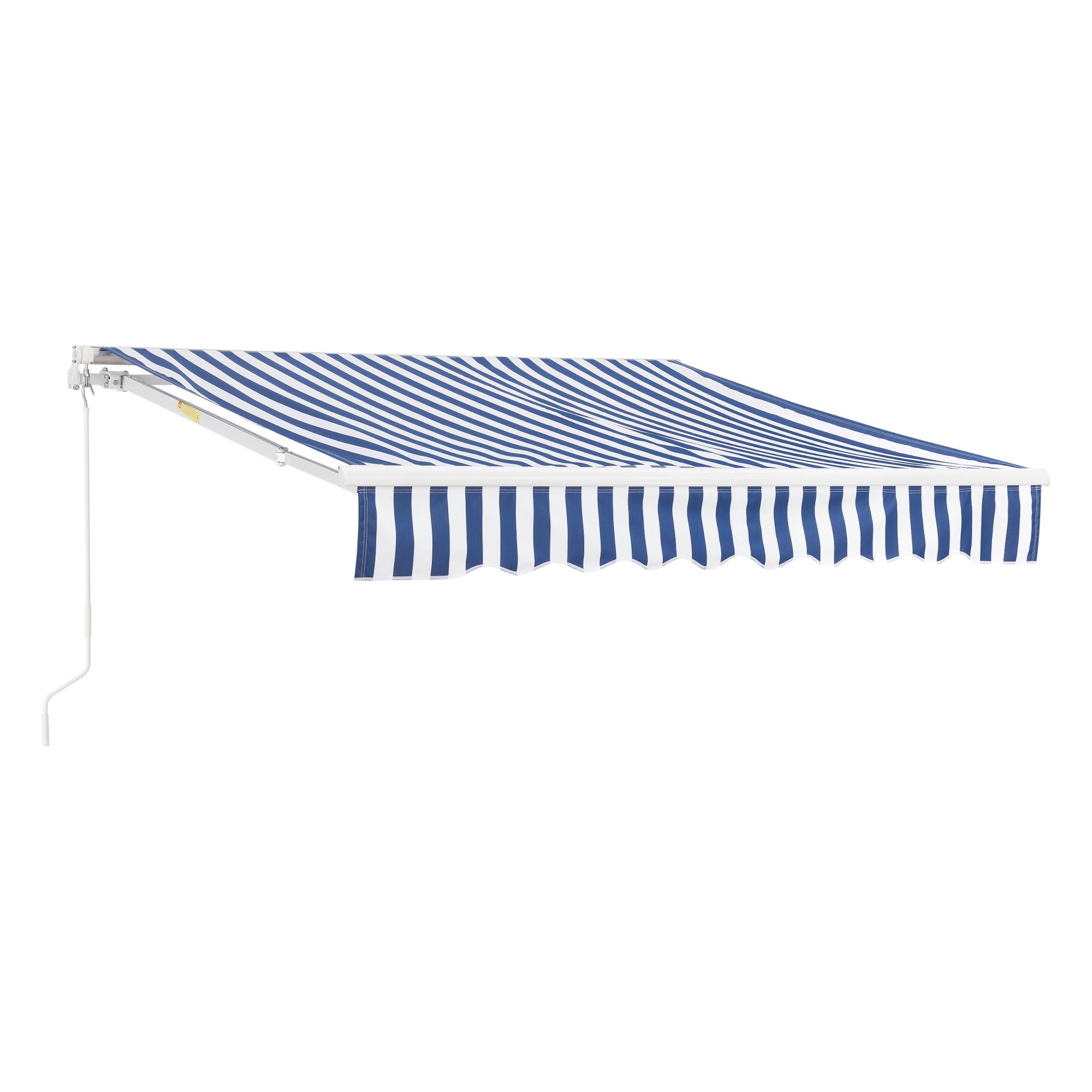 GELENKARMMARKISE Bitonto - Blau/Weiß, Textil/Metall (250/0.1/200cm) - [en.casa]