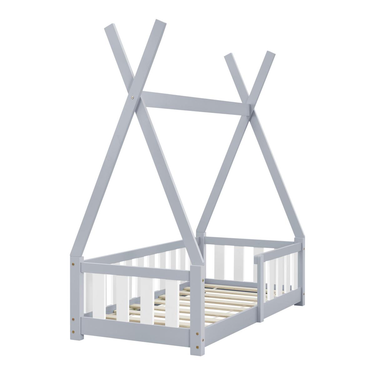 KINDERBETT Helsingborg - Hellgrau, Holz (70/140cm) - [en.casa]