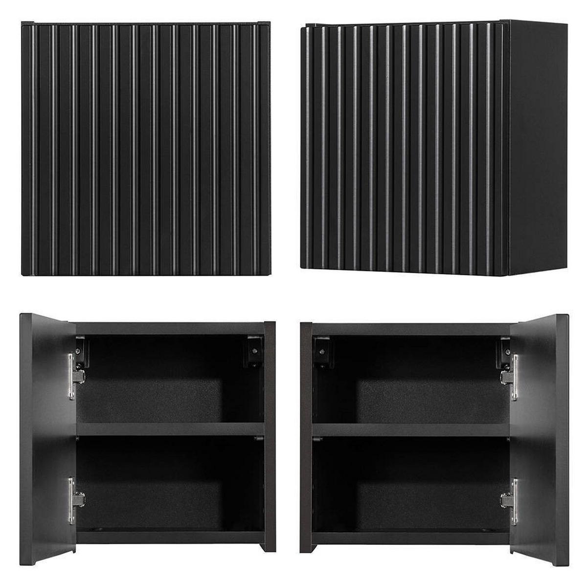 BAD-HÄNGESCHRANK Skelbolu - Schwarz, Holzwerkstoff (30/30/19cm) - [en.casa]