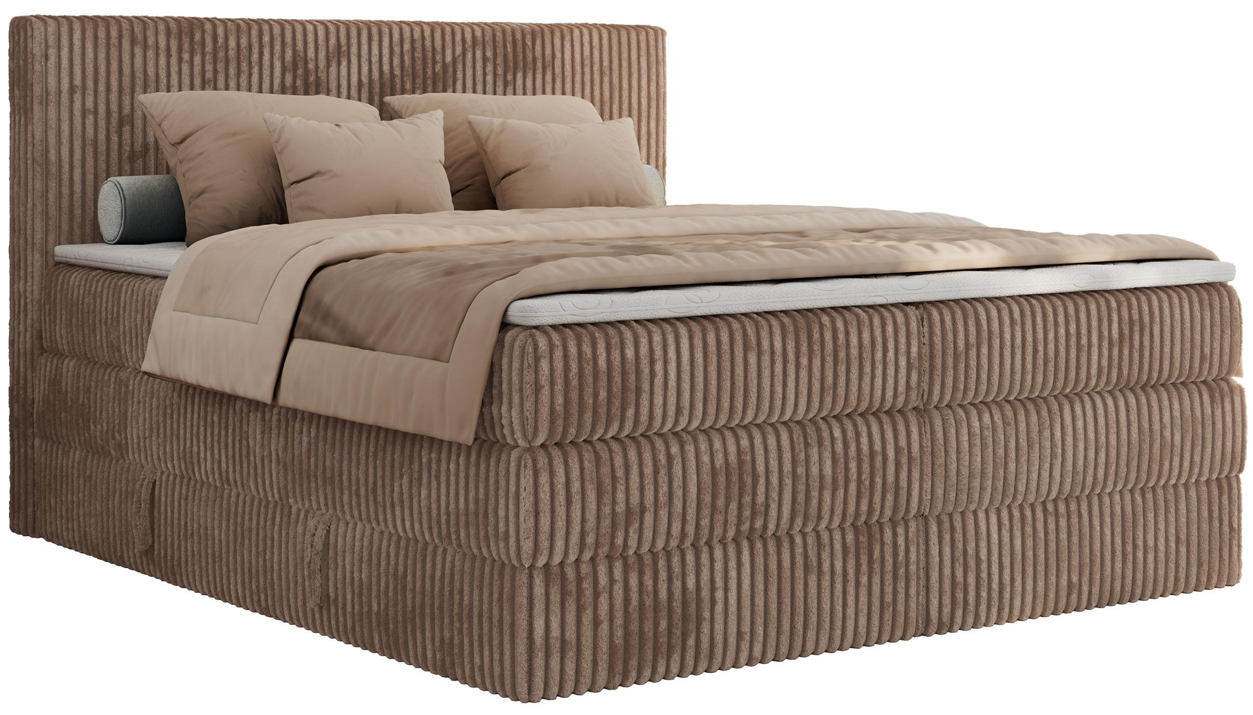 BOXSPRINGBETT TILIANO KING - 200/200 - Braun Cord - H4 - Braun, Holz/Textil (200/200cm) - MKS