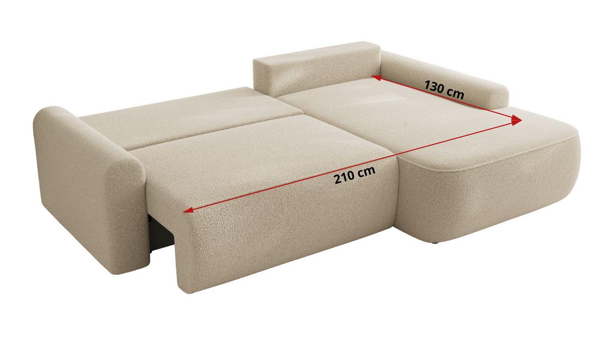 ECKSCHLAFSOFA CUBO L Beige Boucle - links - Beige/Schwarz, Kunststoff/Textil (273/187cm) - MKS