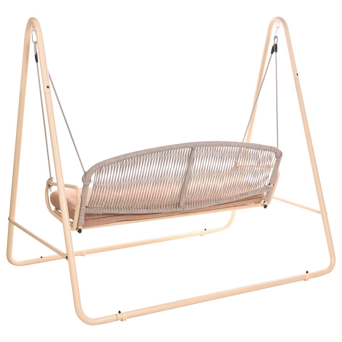 HOLLYWOODSCHAUKEL Metall Braun Norcia - Beige/Braun, Metall (172/156/119cm) - Beliani
