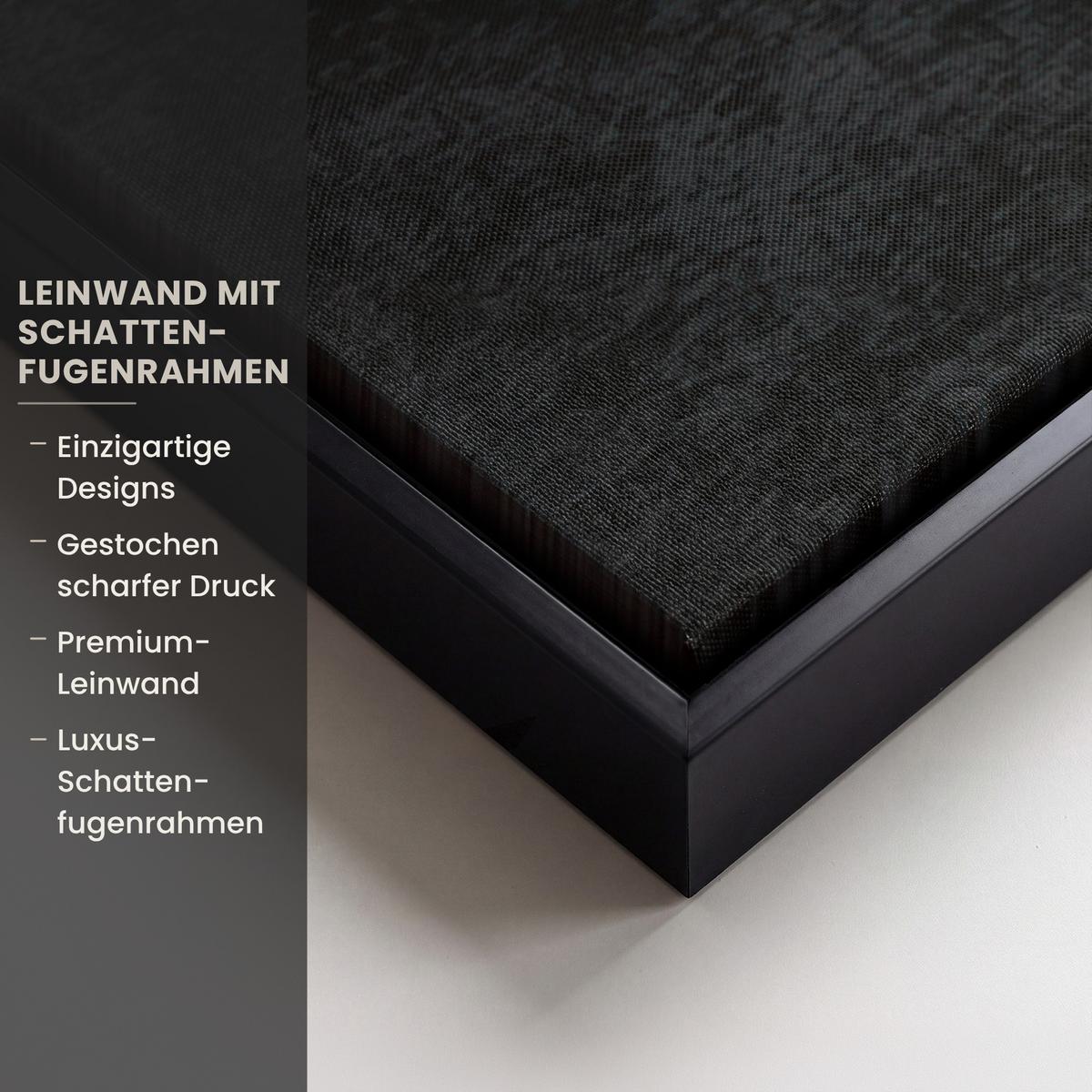 LEINWAND Bilder mit Rahmen - Goldene Berge bei Mondschein - 90x90 - Goldfarben, Textil (90/90cm) - MuchoWow
