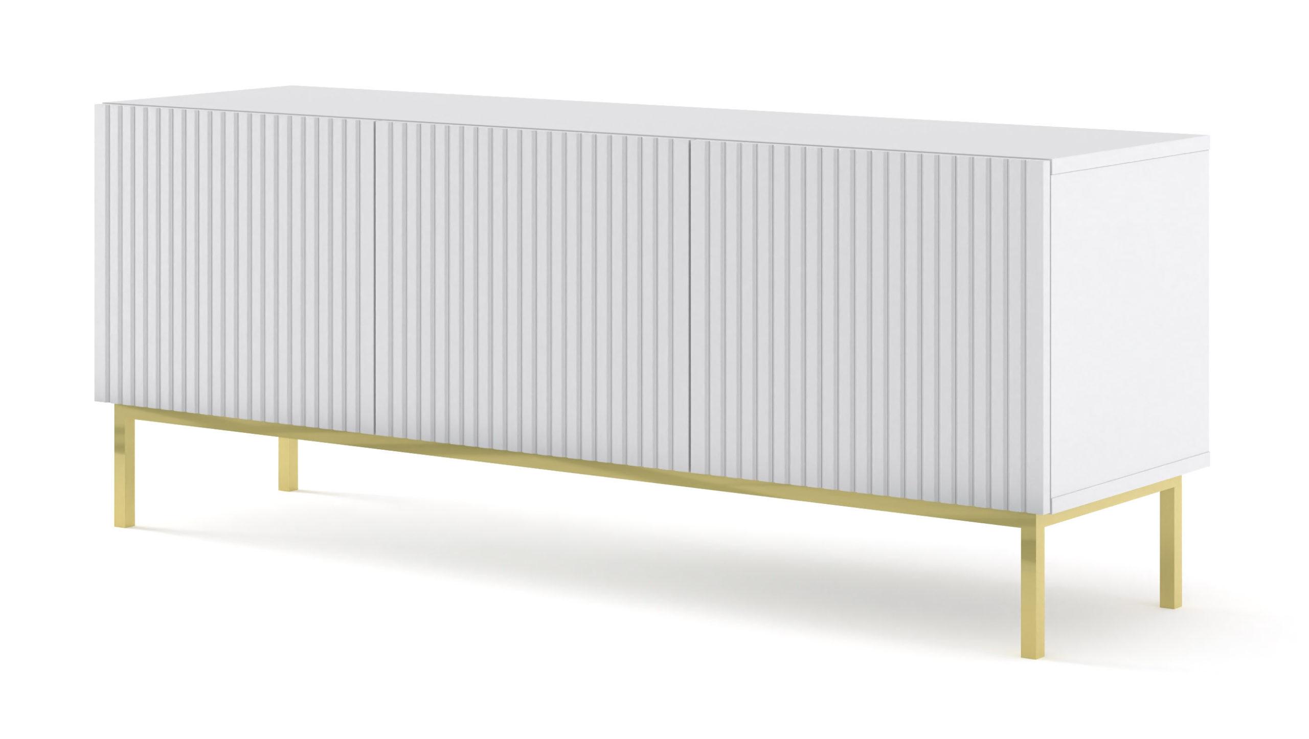 TV LOWBOARD Weiß, Weiß, Gold 150/58/42 - Weiß, Holzwerkstoff (150/58/42cm) - RAUMHIRSCH FURNITURE