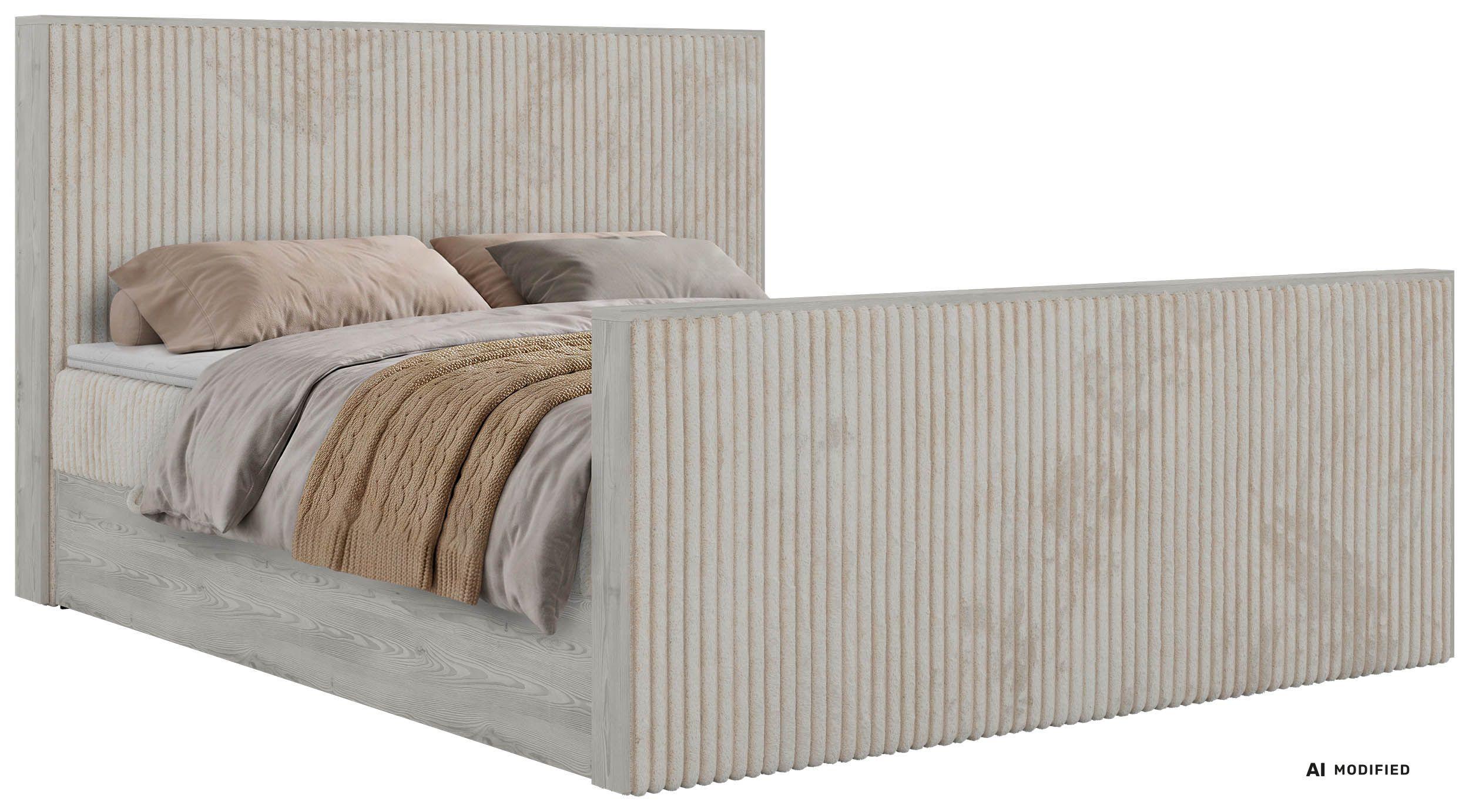 BOXBETT NORDIC DUO 160/200 - Beige Cord - Topper T25 - H4 - Beige/Schwarz, Kunststoff/Textil (160/200cm) - MKS