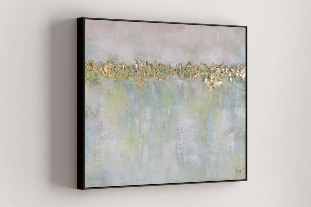 ACRYLBILD HANDGEMALT 100/75 cm - Türkis/Beige, Holz/Textil (100/75cm) - KUNSTLOFT