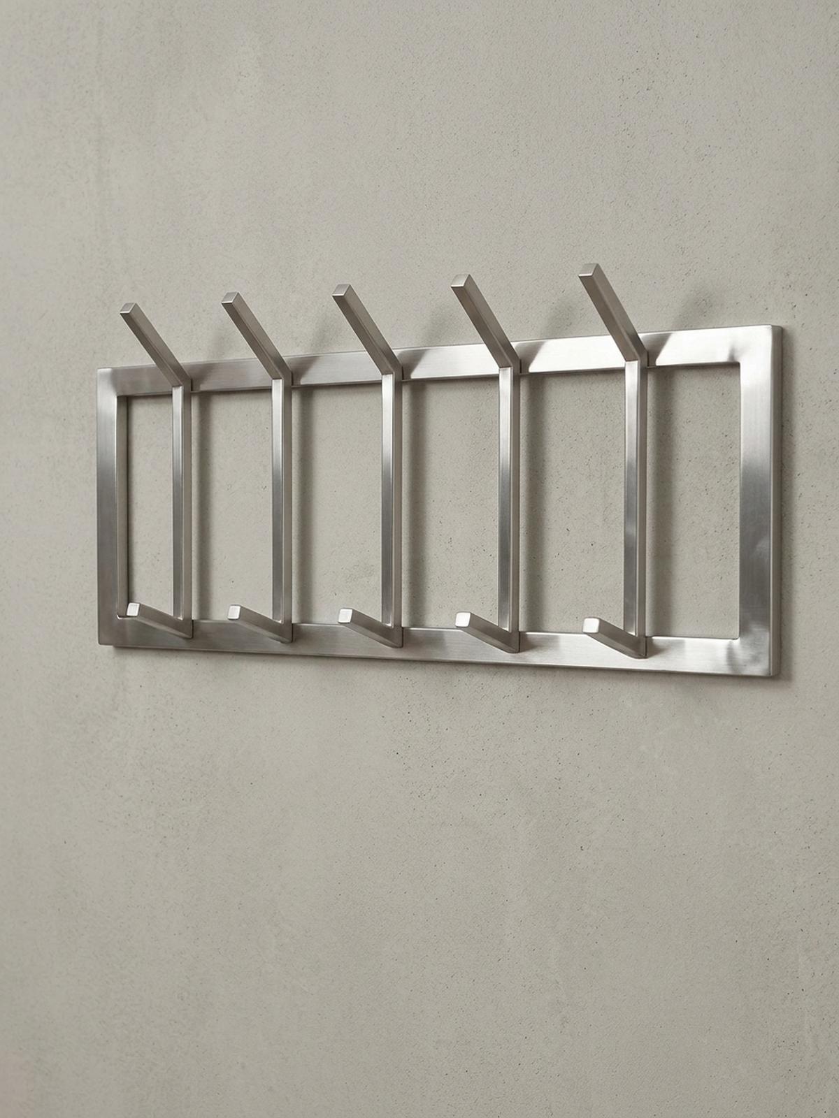 WANDGARDEROBE Metall Silber Modern mit 10 Haken - Silberfarben, Metall (65/30/10cm) - KADIMA DESIGN