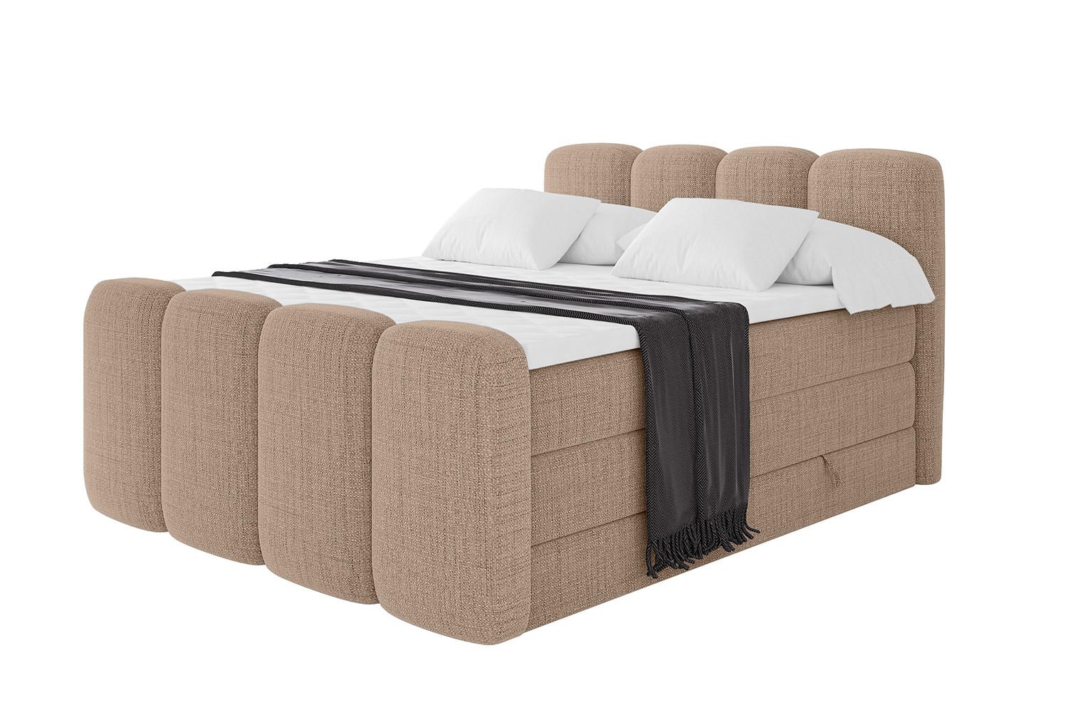 BOXBETT mit Matratze H3|H4 und Lattenrost - NINA-Z KING - 200x200 cm Aragon - Dunkelbeige - Cappuccino, Holzwerkstoff (200/200cm)