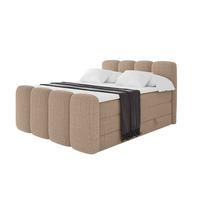 BOXBETT mit Matratze H3|H4 und Lattenrost - NINA-Z KING - 120x200 cm Aragon - Dunkelbeige - Cappuccino, Holzwerkstoff (120/200cm)