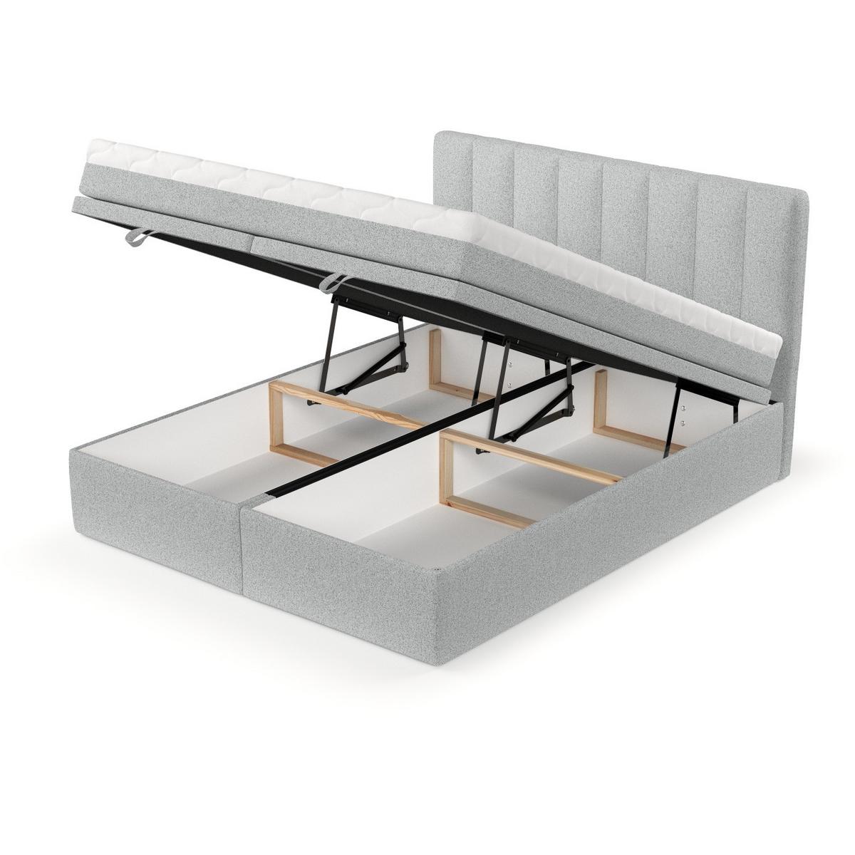 BOXBETT Lume 160/200 cm Hellgrau im Riva Stoff - Hellgrau/Schwarz, Holz/Holzwerkstoff (160/200cm) - AltaBeds