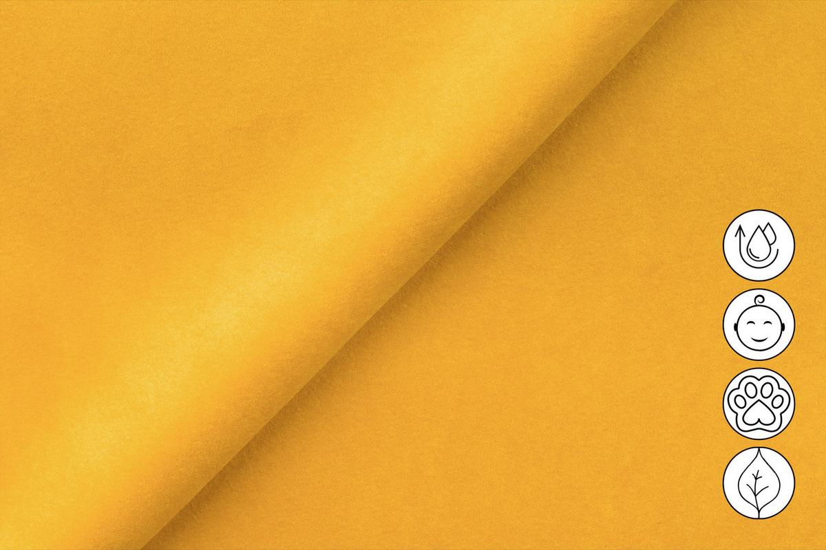 SOFA RELAX AVENA 3-Sitzer, gelber Veloursstoff - Gelb/Schwarz, Holz/Textil (204/80/108cm) - Courtois Laville