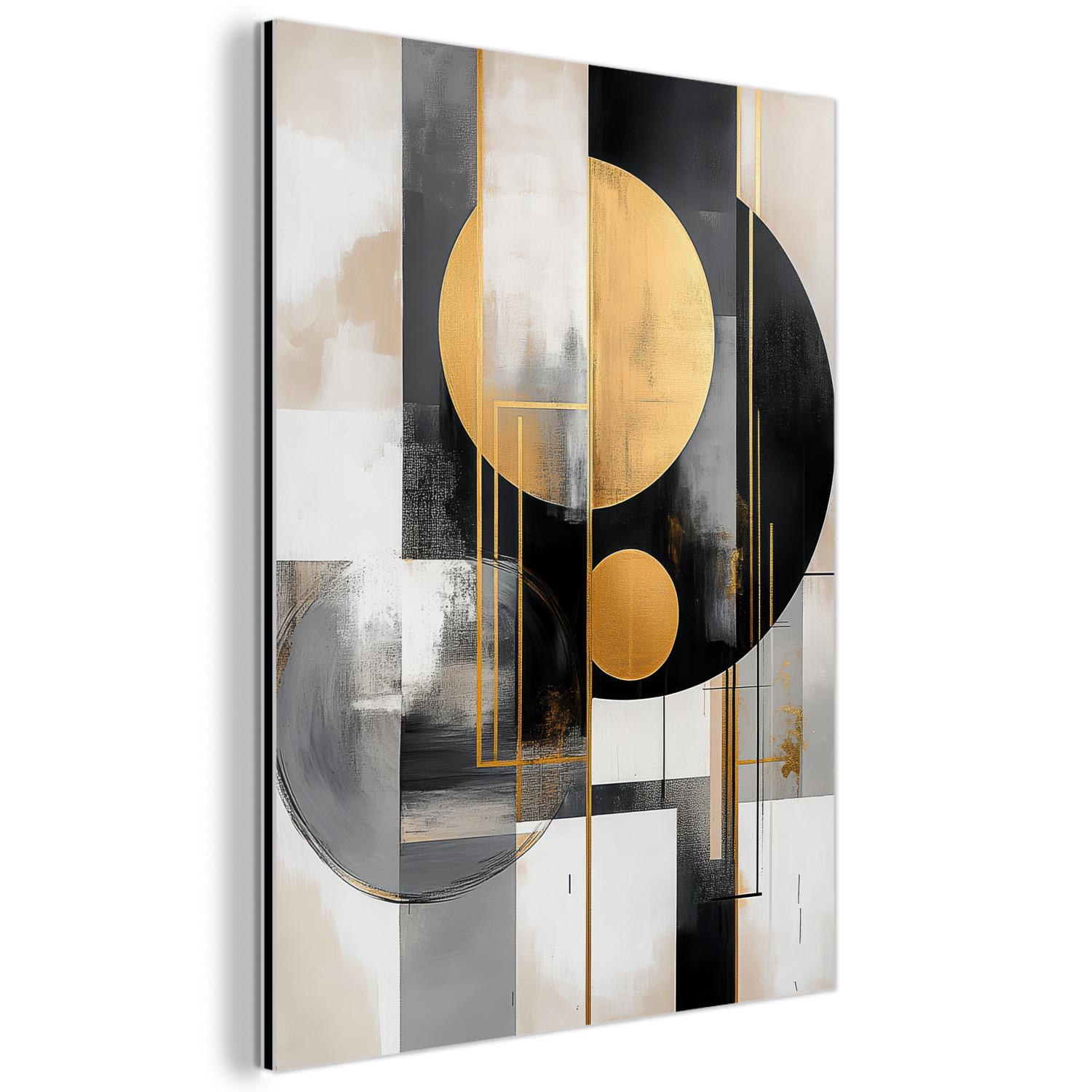 METALLBILD Abstrakt - Gold - Silber - Formen - Ästhetisch - Modern 60x80 cm - Goldfarben, Metall (60/80cm) - MuchoWow