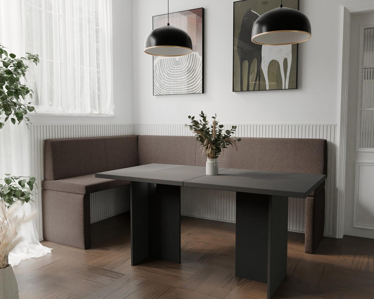 ECKBANK links OWEN Webstoff, 142/196 cm Braun - Braun, Holz/Textil (142/196cm) - Idohome