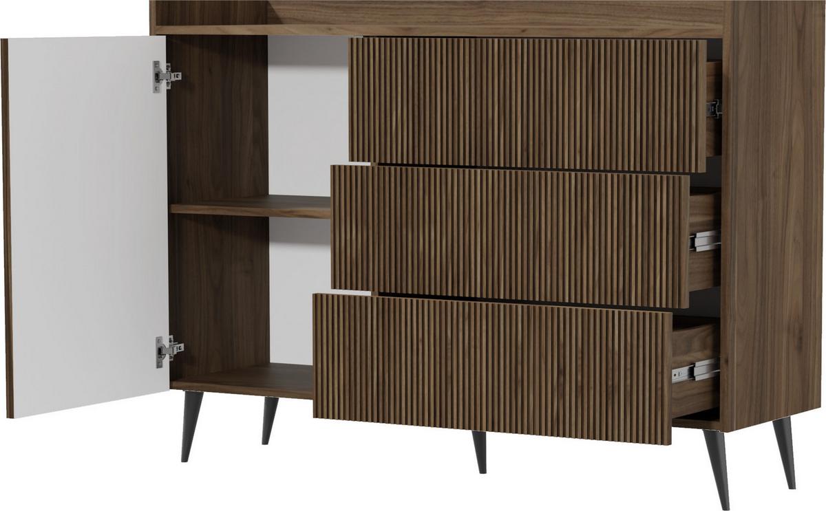 KOMMODE Arysa in Beige Kaschmir 92/126/41 cm - Kaschmir/Beige, Holzwerkstoff/Metall (126/92/41cm) - WFL GROUP
