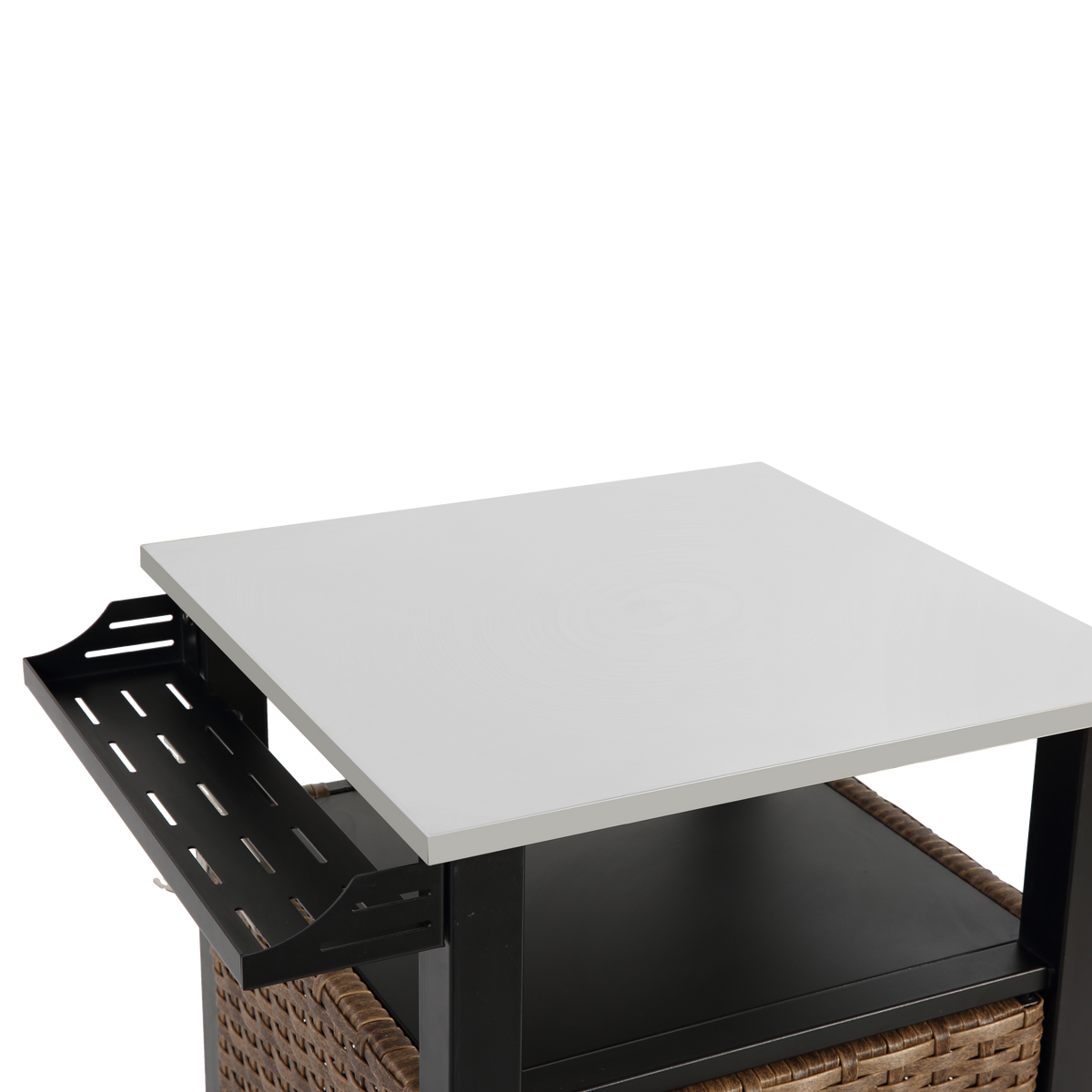 GARTENBEISTELLTISCH 76 cm Braun – Outdoor Servierwagen mit Edelstahlplatte & Rollen - Braun, Metall (57/76/85cm) - Urban Meuble