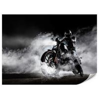 FOTOTAPETE für Jugendzimmer Motorrad Nebel Mann Straße Rauch Sport Action 350x256 - Schwarz/Weiß, Papier (350/256cm) - Muralo