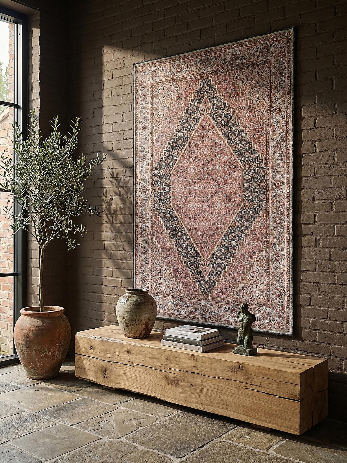 TEPPICH Waschbar HURST, orientalisch mit Medaillon, Rosa, 152 x 230 cm - Rosa, Textil (230/152cm) - KADIMA DESIGN