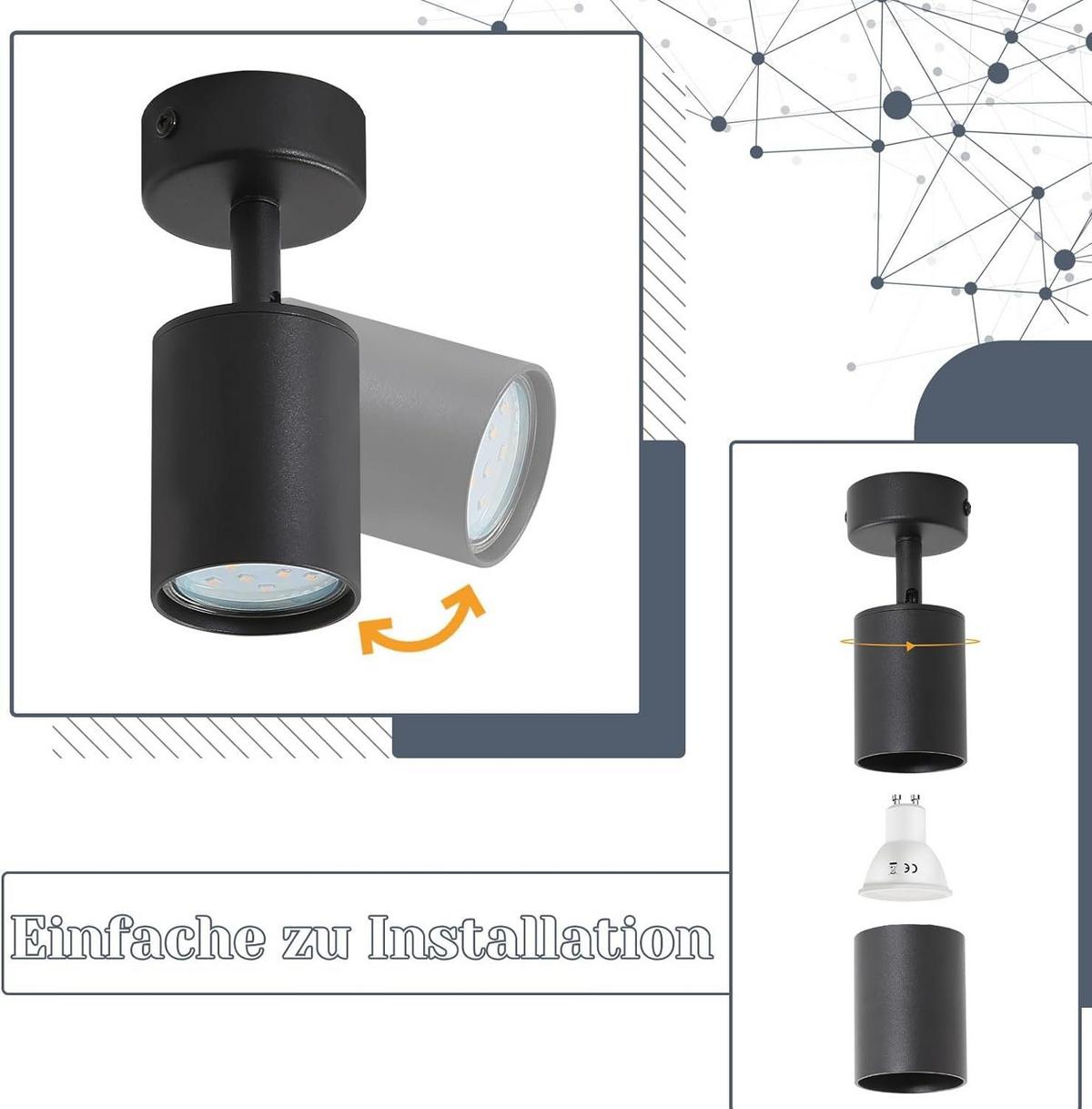 DECKENSTRAHLER Freiheit 1-flammig 6/6/14 cm - Schwarz, Metall (6/6/14cm) - Nettlife