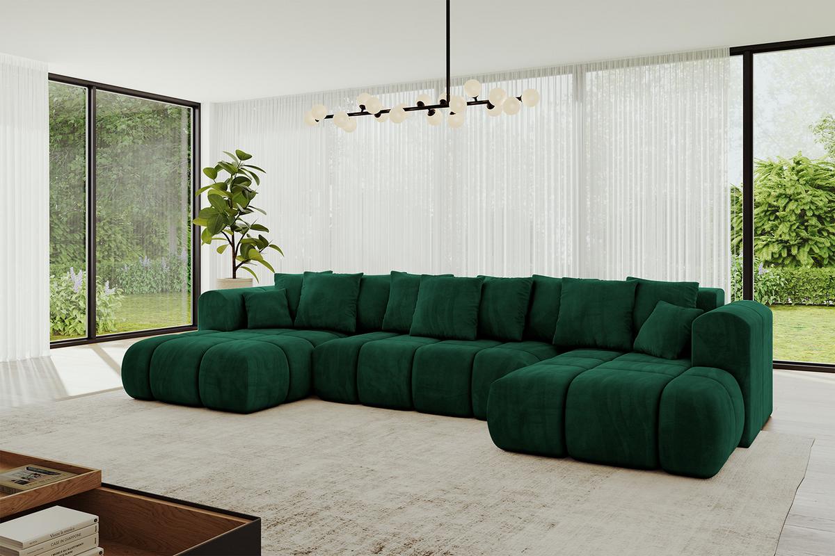 WOHNLANDSCHAFT CLOUD-U-v1 405x185x90 Dunkelgrün Velours - Dunkelgrün, Holzwerkstoff/Kunststoff (405/90/185cm) - ALTDECOR