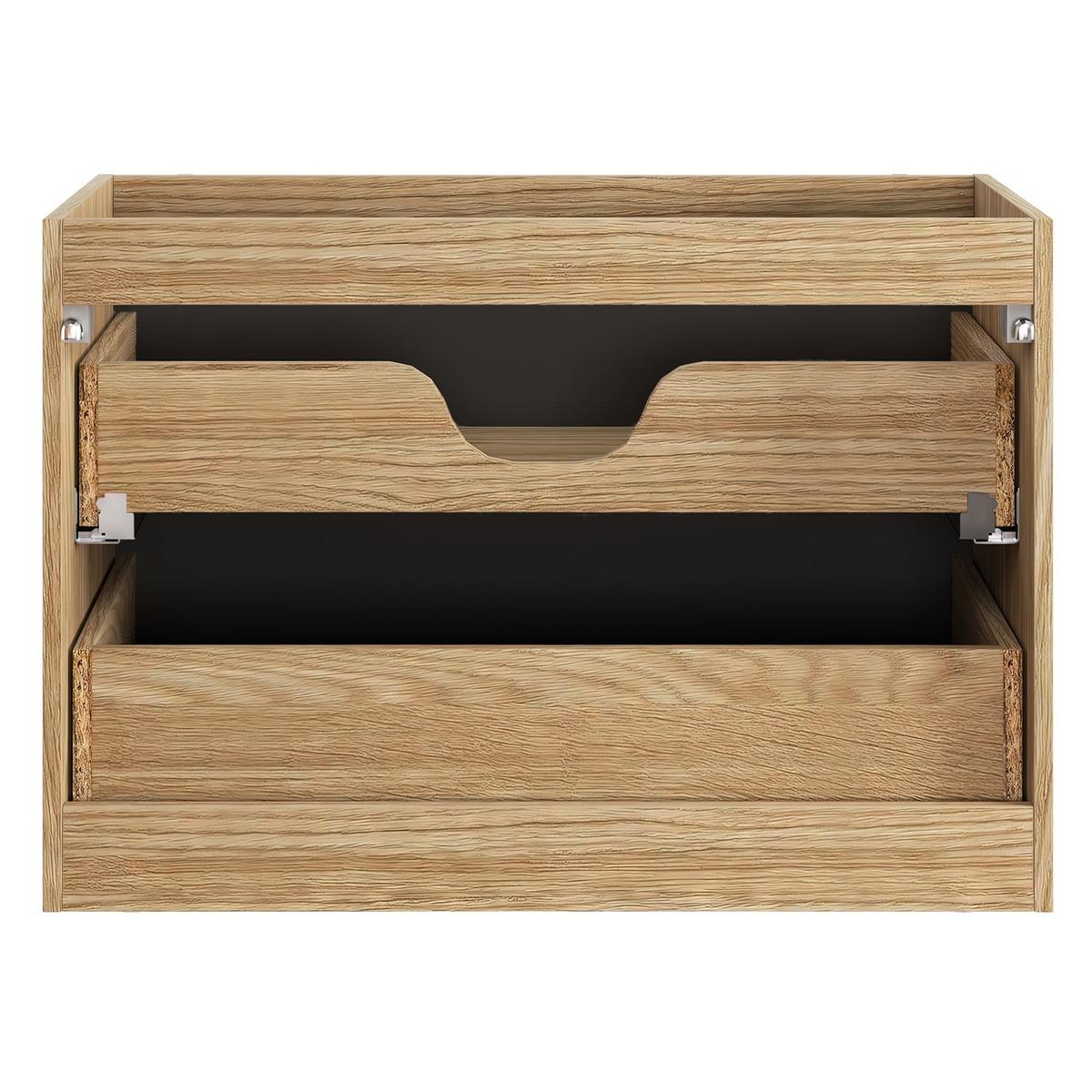 WASCHBECKENUNTERSCHRANK Ocean 2 Schubladen Schwarz Matt mit Eiche - 80 x 46 x 59 cm - Eichefarben/Schwarz, Holz (80/59/46cm) - Badplaats