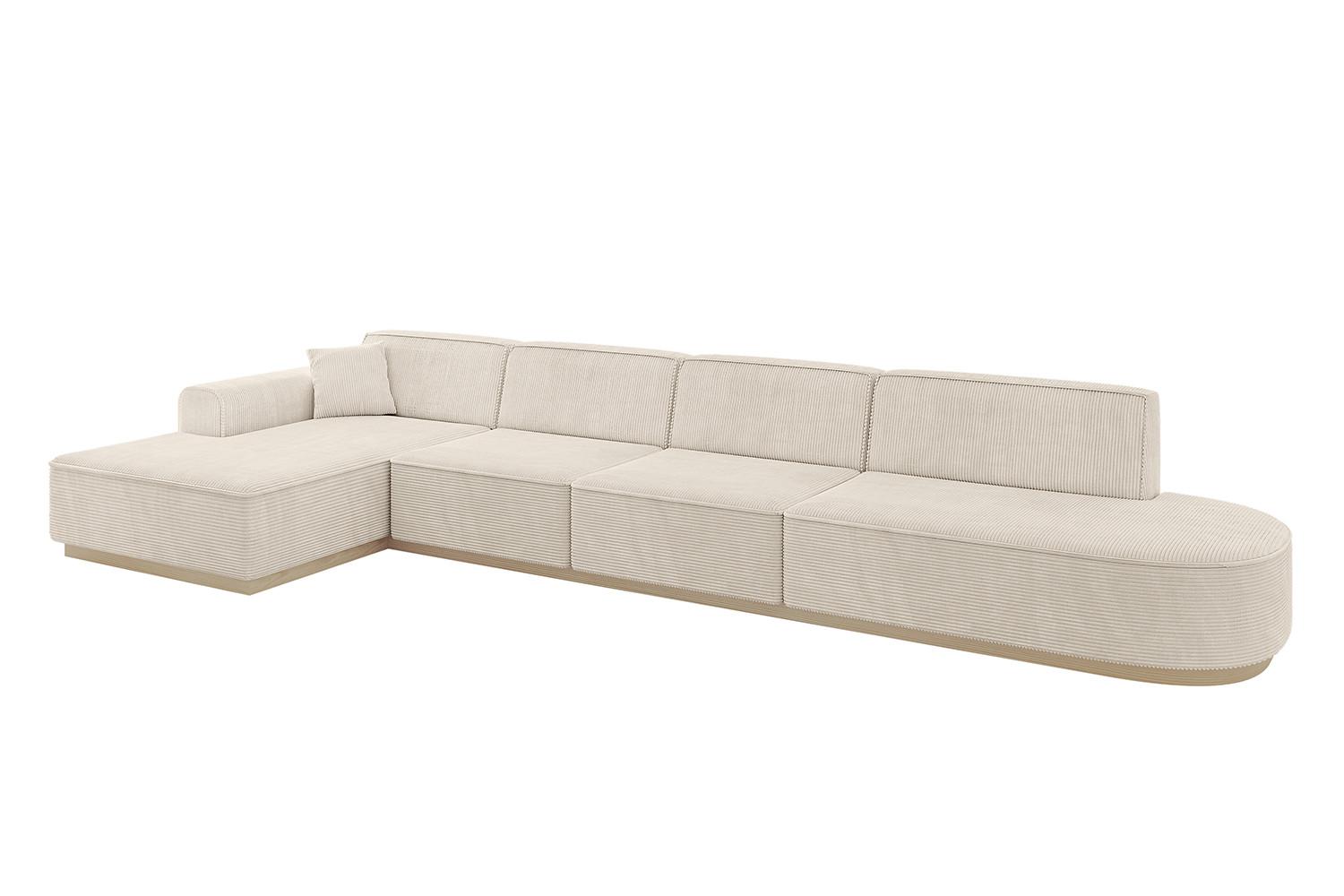 ECKSOFA Ottomane Links IREA-L3 - 412x165x80 cm Beige - Beige, Holzwerkstoff/Textil (412/165cm) - ALTDECOR