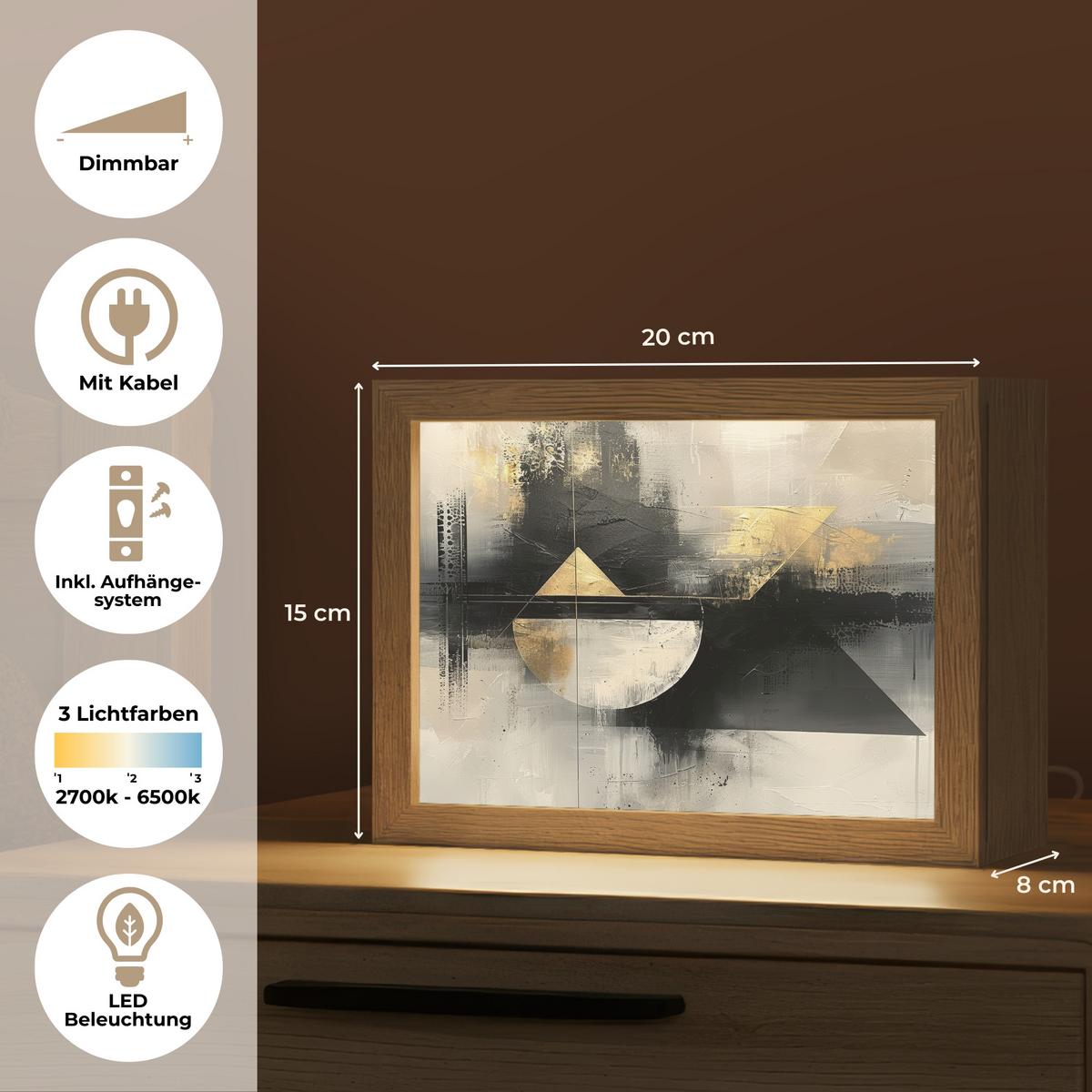 WANDLEUCHTE Abstrakt - Schwarz - Farbe - Modern 20x15 cm - Grau, Holzwerkstoff (20/15/8cm) - OnlyWow