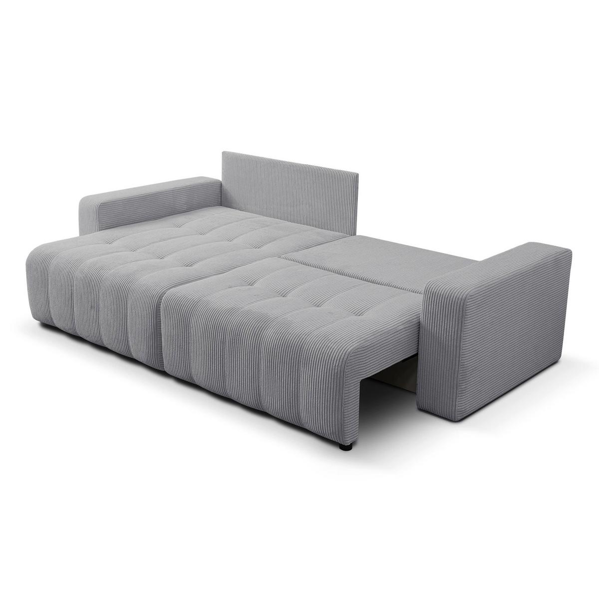 ECKSOFA Maillo Hellgrau Cord - Hellgrau/Schwarz, Kunststoff/Textil (245/143cm) - Selsey