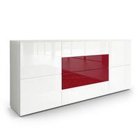 SIDEBOARD Rova Weiß Hochglanz / Bordeaux Hochglanz - Weiß Hochglanz/Rot, Holzwerkstoff (166/72/35cm) - Vladon
