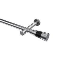 GARDINENSTANGE Prestige Tanara 320 cm (geteilt in 2 x 160 cm), 1-läufig (ohne Ringe), 20 mm Ø Chrom - Chromfarben/Schwarz, Metall (320cm) - INTERDECO