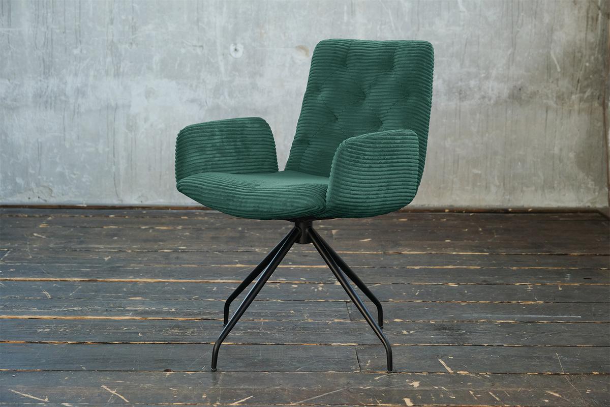 DREHSTUHL NEW CHARME Smaragdgrün Cord (1er-Set) - Smaragdgrün, Textil (59/87/66cm) - KAWOLA