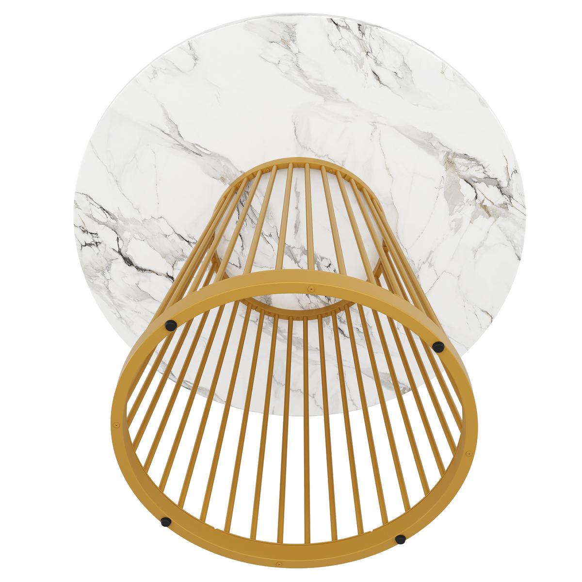 ESSTISCH runder marmor-optik & gold Ø 80 cm für 4 personen - Goldfarben, Holzwerkstoff (80/80/76cm) - Urban Meuble