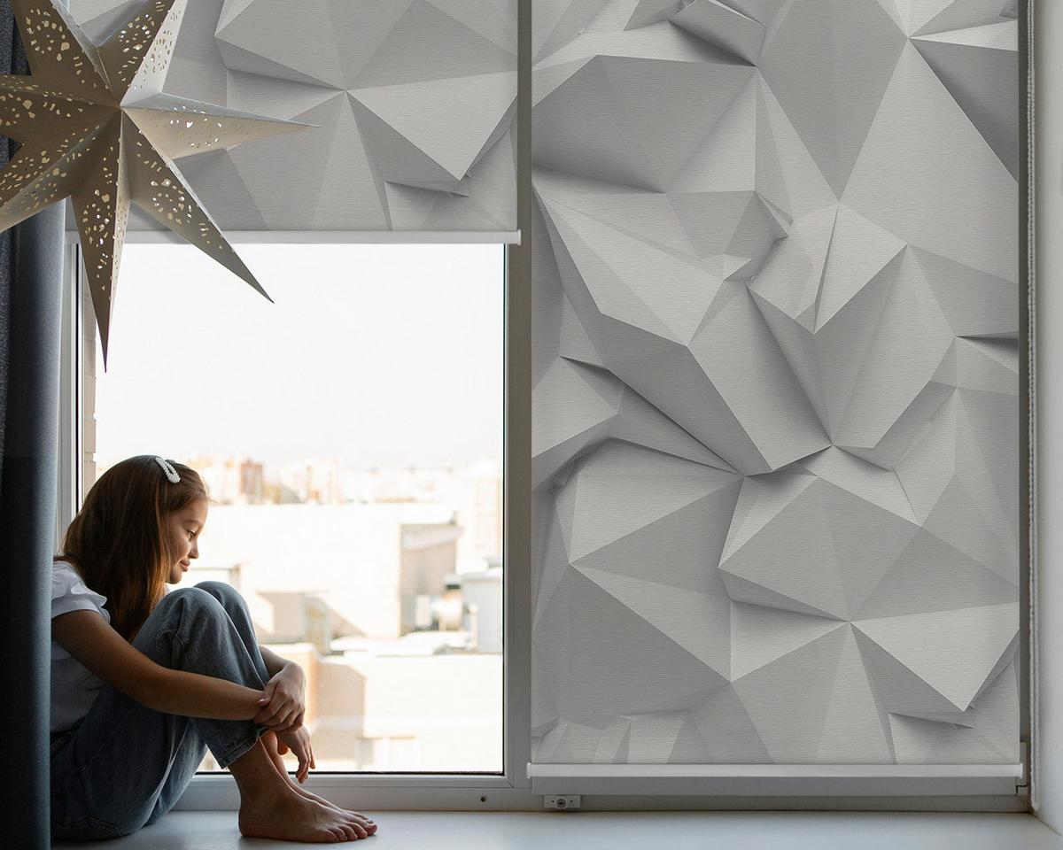 INNENROLLO - Fensterrollo - Rollo - 100x100 cm - 3D-Papierwand - Weiß, Kunststoff (100/100/0.5cm) - TULUP