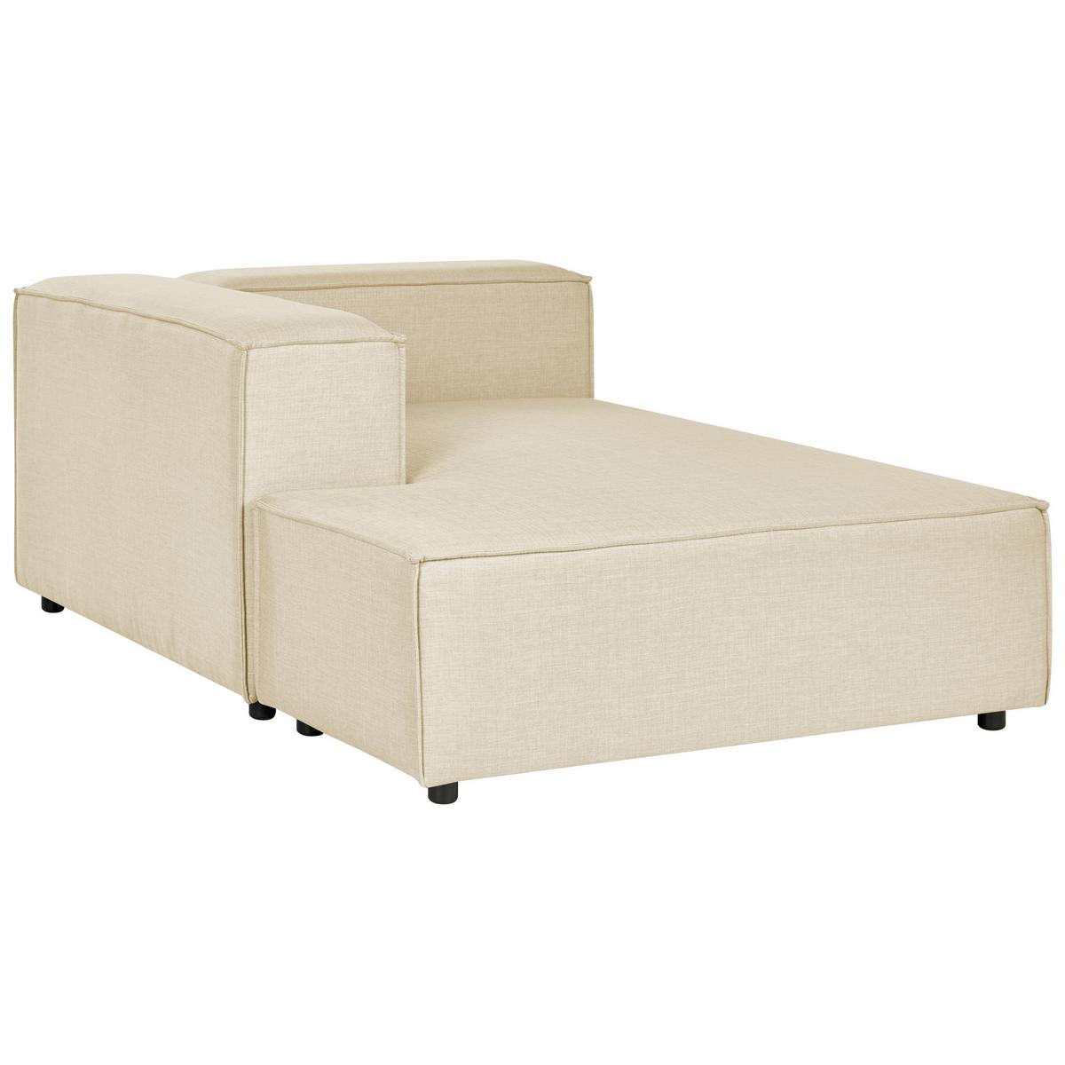 CHAISELONGUE Leinen beige rechtsseitig Aprica - Beige/Schwarz, Textil (119/68/180cm) - Beliani