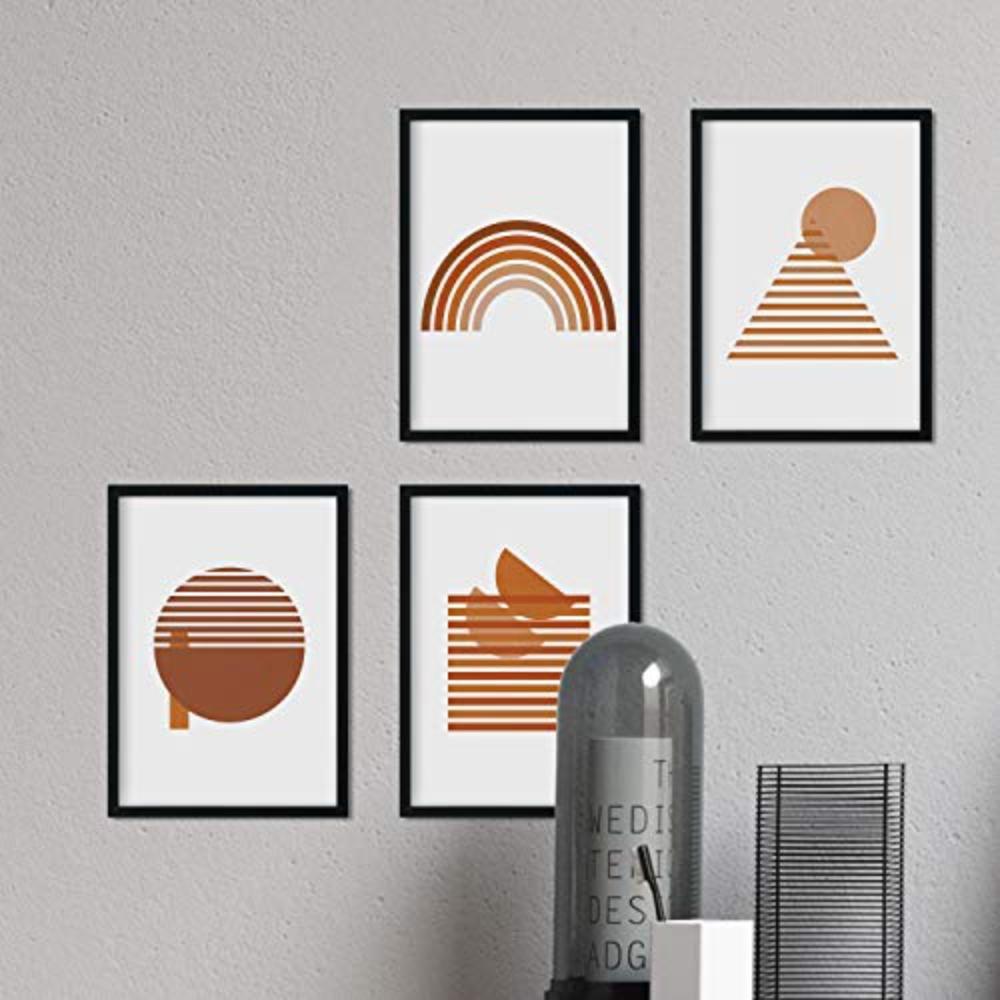 POSTER Set mit 4 Motiven nach Marokko, Terracotta, Braun A4 Schwarzer Rahmen - Schwarz, Papier (29.7/3cm) - Nacnic