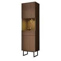 VITRINE in Nussbaum 58 x 200 cm, Vitrinenschrank mit Push-to-Open - Nussbaumfarben/Schwarz, Glas/Holzwerkstoff (58/200/40cm) - Furn.Design