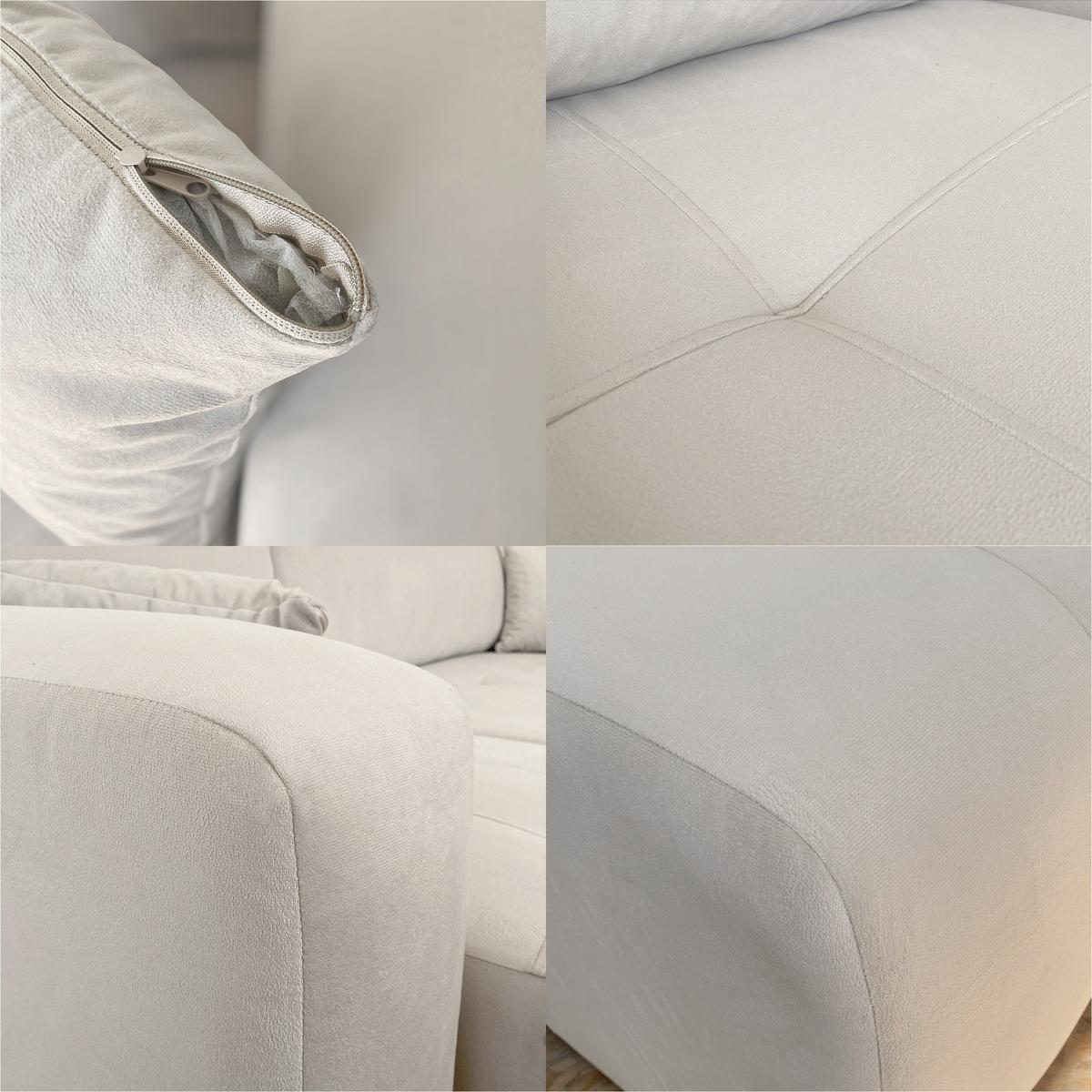 ECKSOFA Creme Velours mit Bettkasten und Schlaffunktion - Creme, Textil (248/145cm) - Idohome