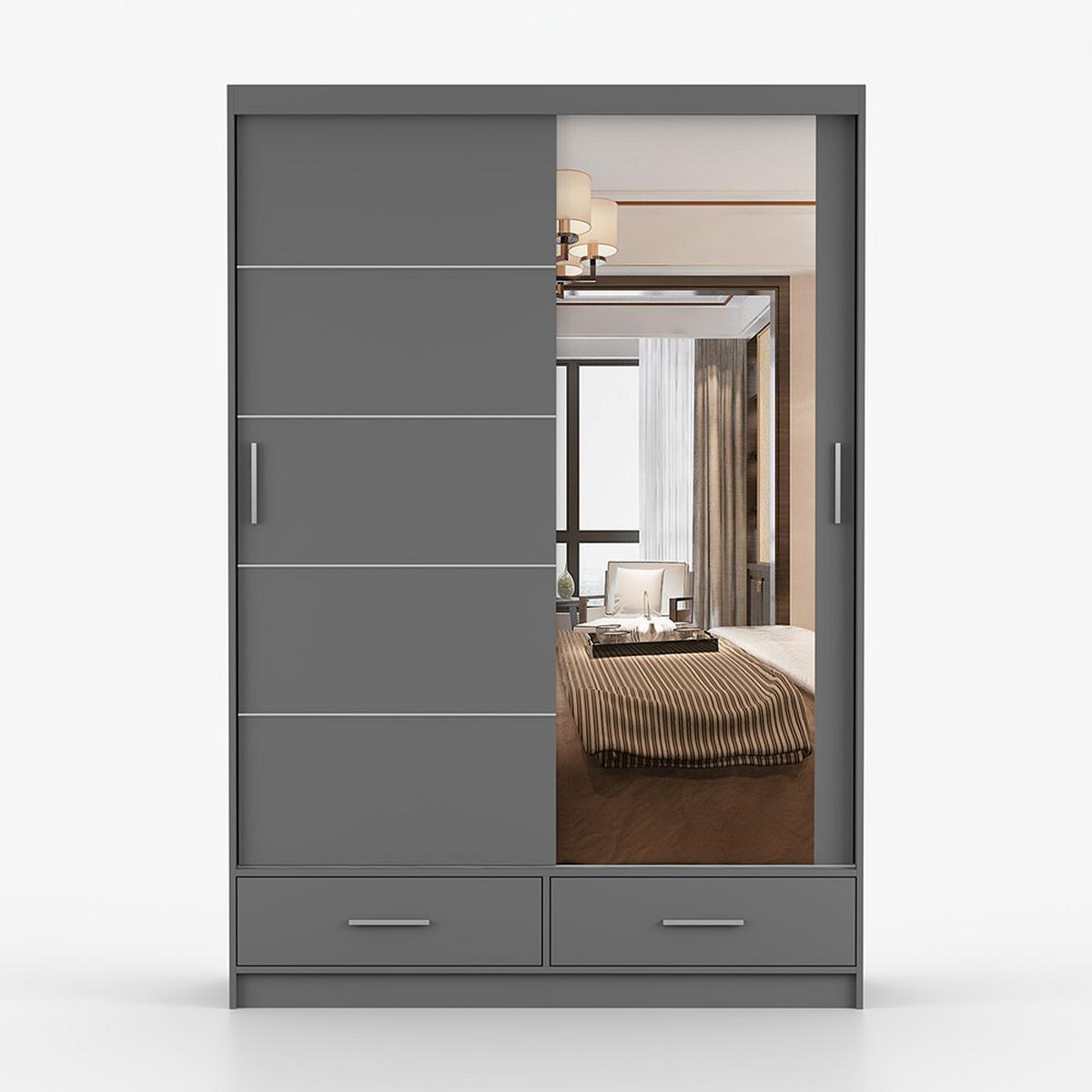 KLEIDERSCHRANK Florence 150 cm, 150/218/61, 2-türig, grau - Grau, Holzwerkstoff (150/218/61cm) - imoebel24