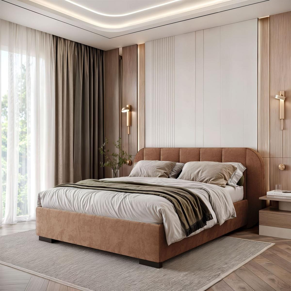 BETT AMARA 160x200 gepolstert mit Stauraum und Lattenrost, Royal Velvet 198 - Braun, Textil (160/200cm) - Lookway
