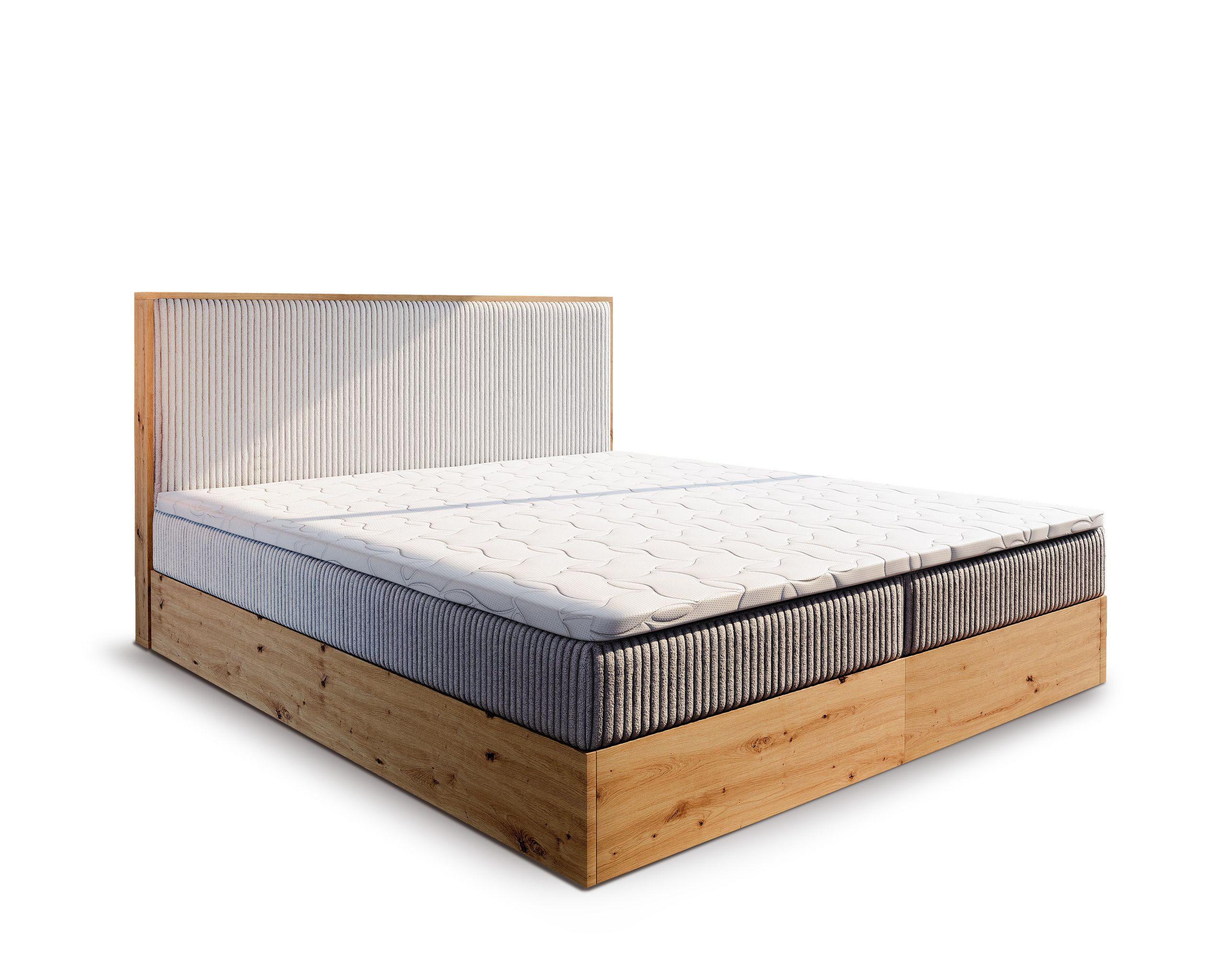 BOXBETT VERDON 140x200 cm mit Matratze und Topper - Beige - Beige, Holz (140/200cm) - MASSENO