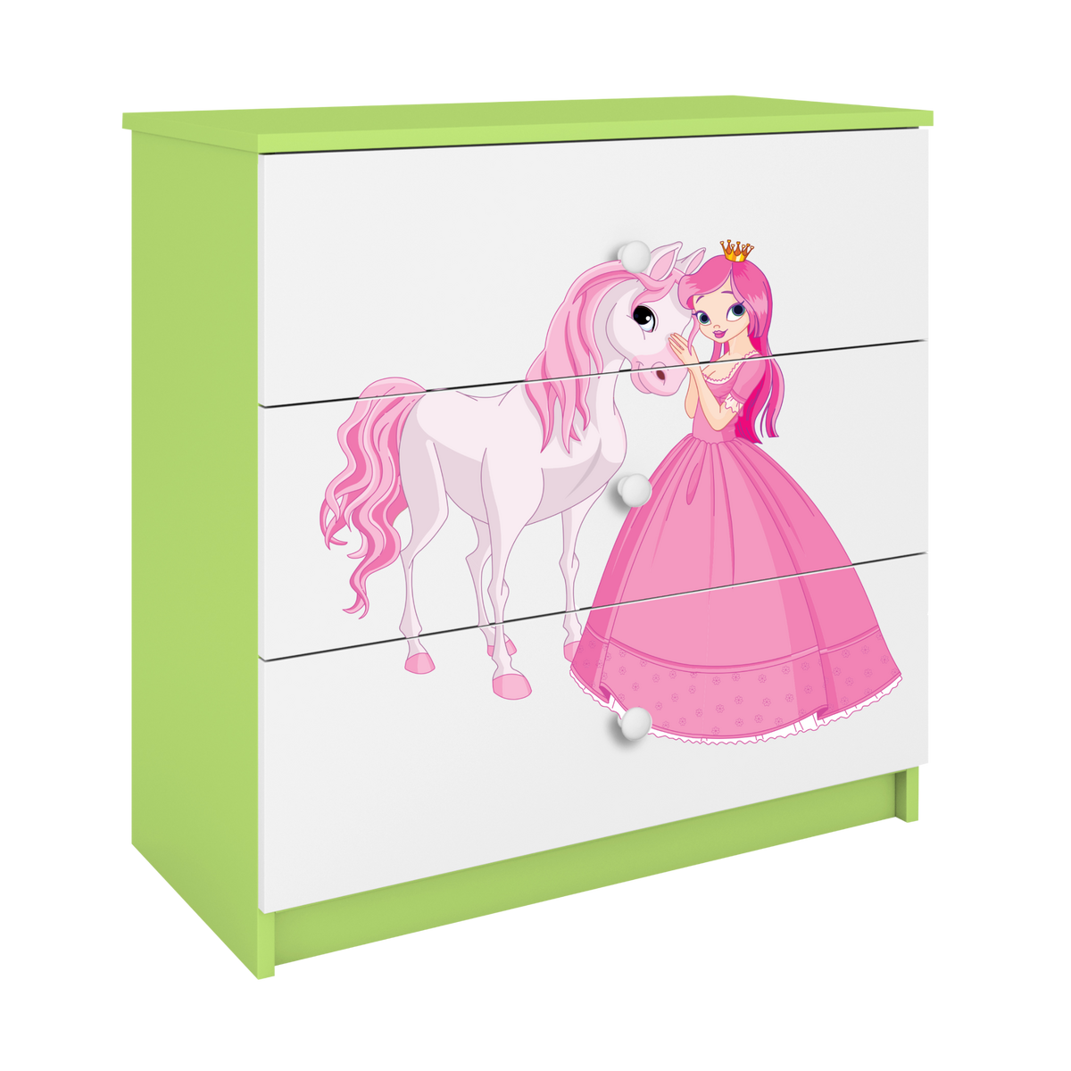 KOMMODE Babydreams Prinzessin Pferd 81/81/41 - Grün, Holzwerkstoff (81/81/41cm) - RAUMHIRSCH FURNITURE