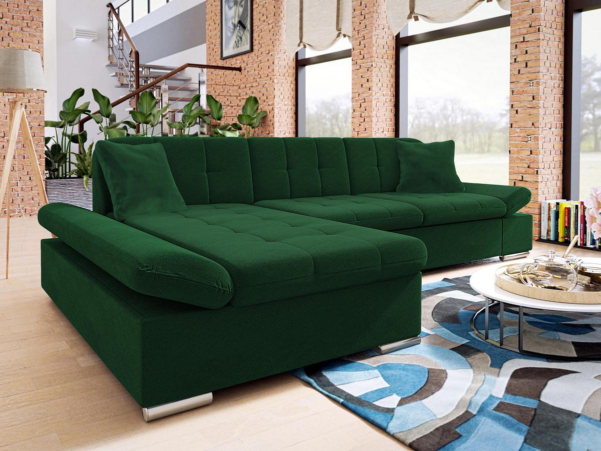 ECKSOFA Malwi, Seite: Links - Smaragdgrün, Holz/Textil (278/161cm) - MIRJAN24