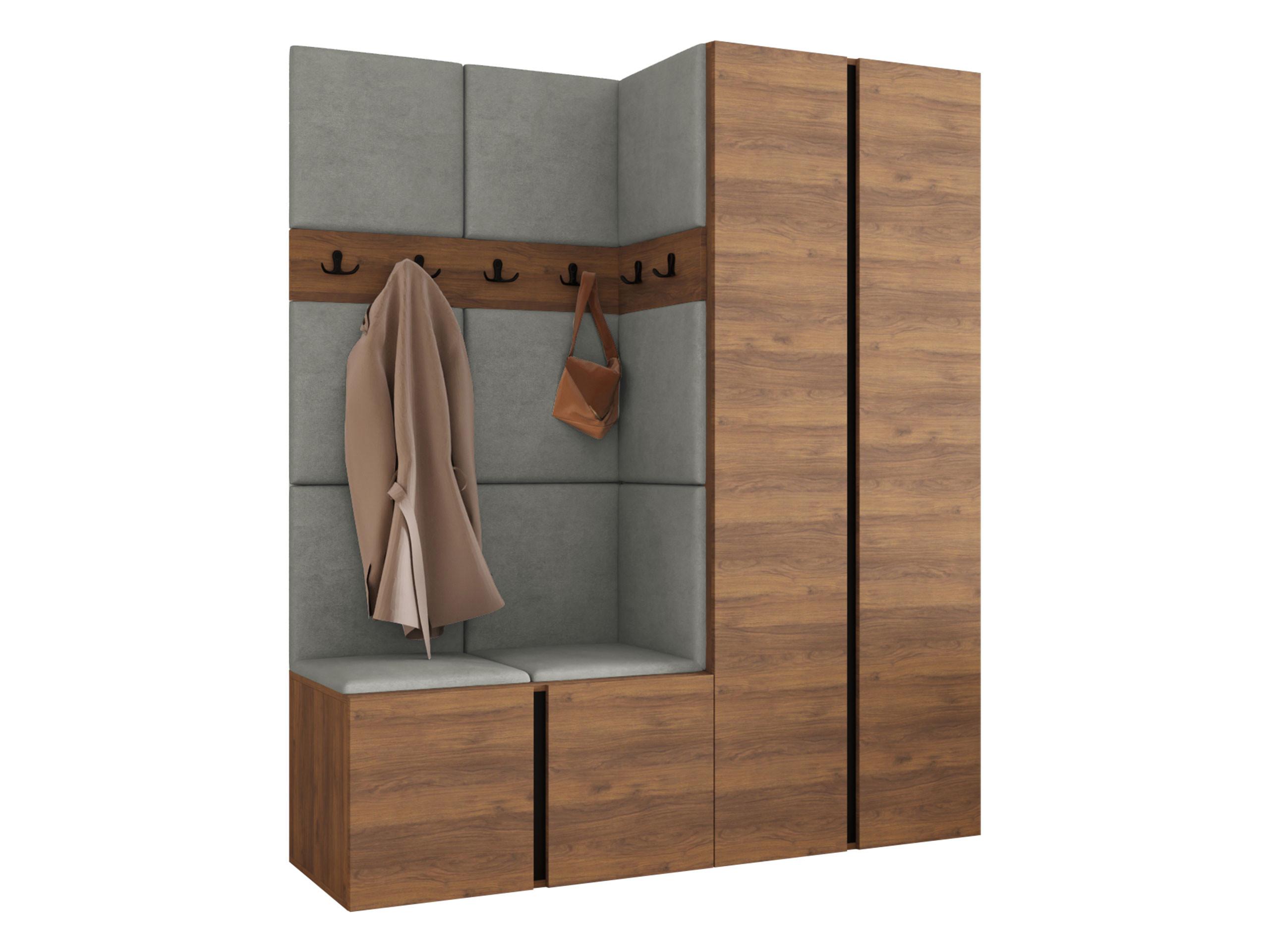 GARDEROBEN-SET Orion III - Nussbaumfarben/Grau, Holzwerkstoff/Kunststoff (158/186/46cm) - MIRJAN24