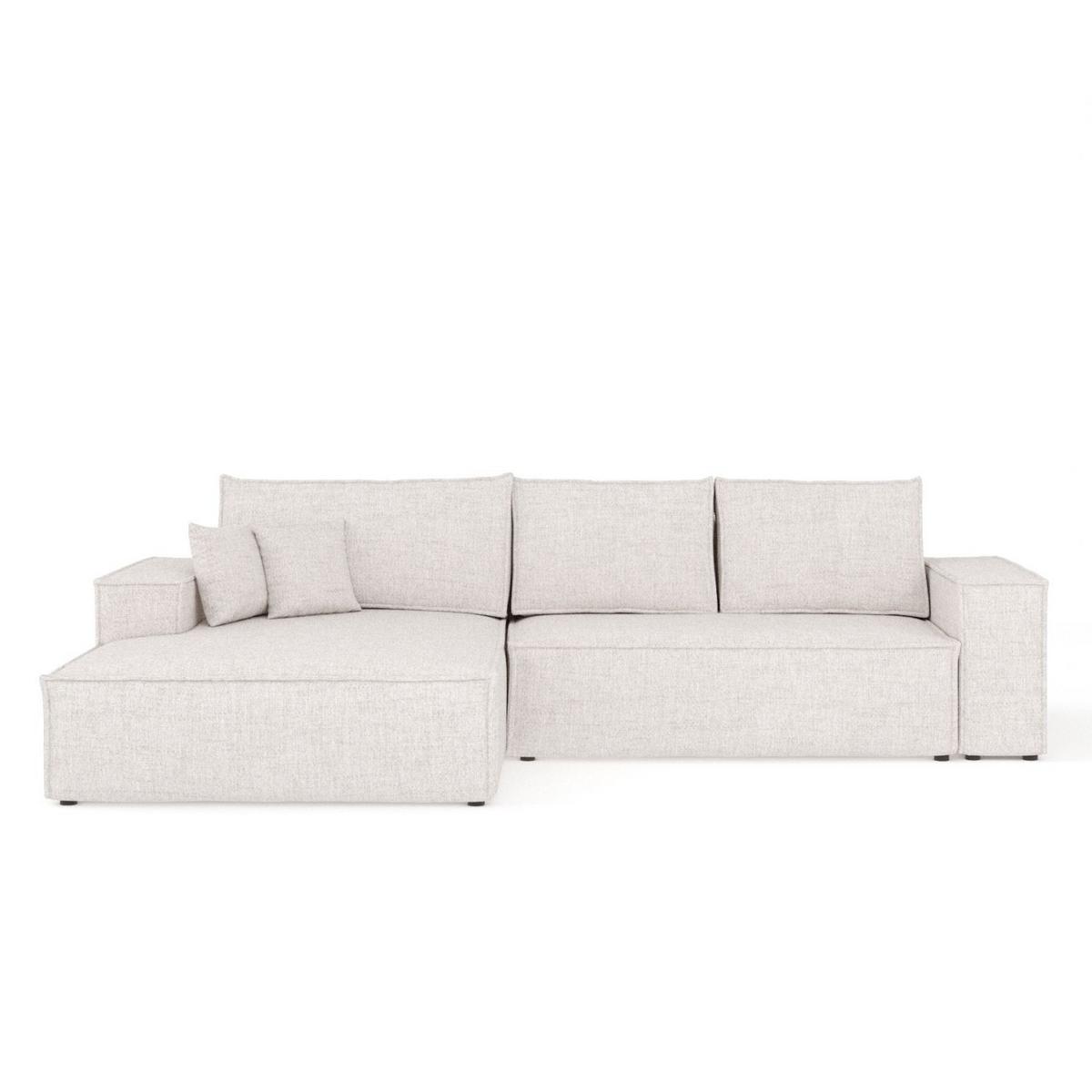 ECKSOFA TAURI mit Schlaffunktion Hellbeige im Neve Stoff - Sandfarben/Schwarz, Holz/Holzwerkstoff (294/185cm) - AltaBeds