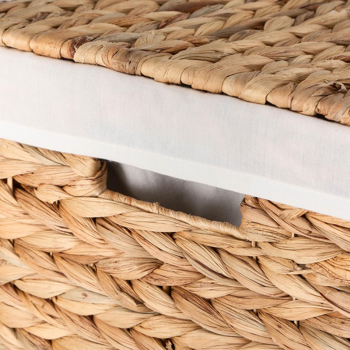 WASCHESAMMLER mit Deckel aus Wasserhyazinthe 30/60/40 cm - Beige, Naturmaterialien (30/60/42cm) - Calicosy